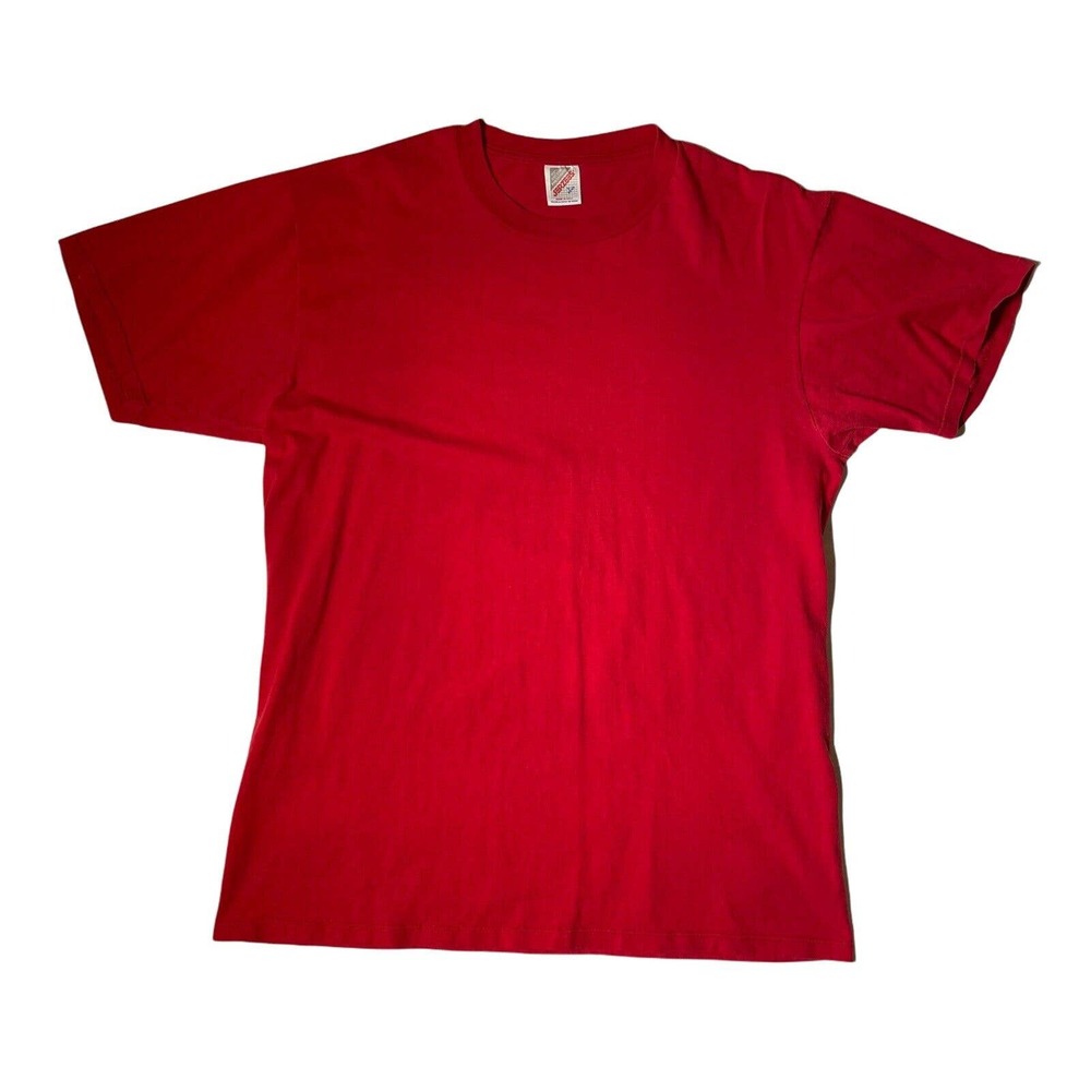 Vintage 90's USA Jerzees Size Large Red T Shirt Blank 100% Cotton‎